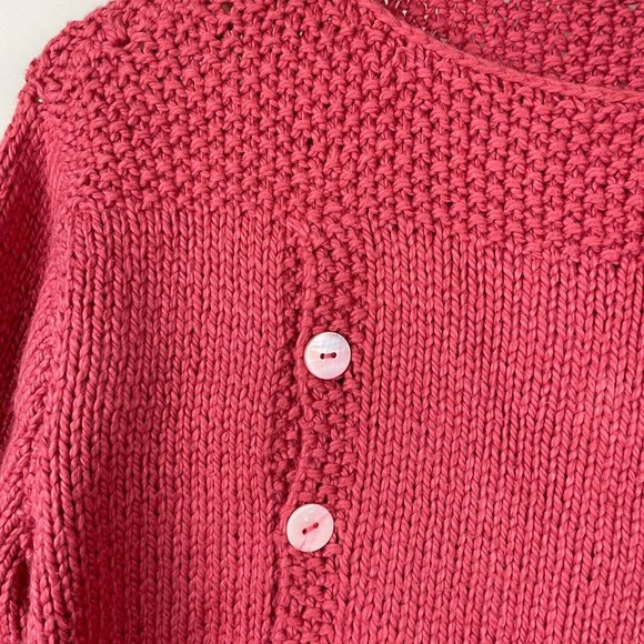 Handknit Handmade Sweater Mauve Pink‎ Heart Button Detail Womens Large? - Picture 3 of 5